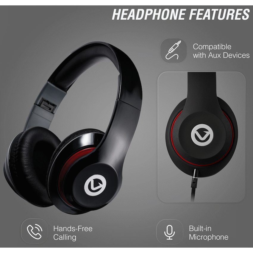 Volkano Falcon Headphones with Microphone - Black | VB-VF401-B