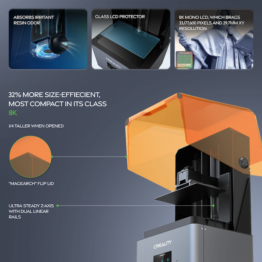 Creality Halot Mage 8K Resin 3D Printer, 228x128x230 | CR-HALOT-MAGE