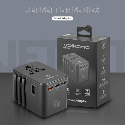 Volkano Jetsetter series 45W PD Travel Adaptor | VK-8027-BK