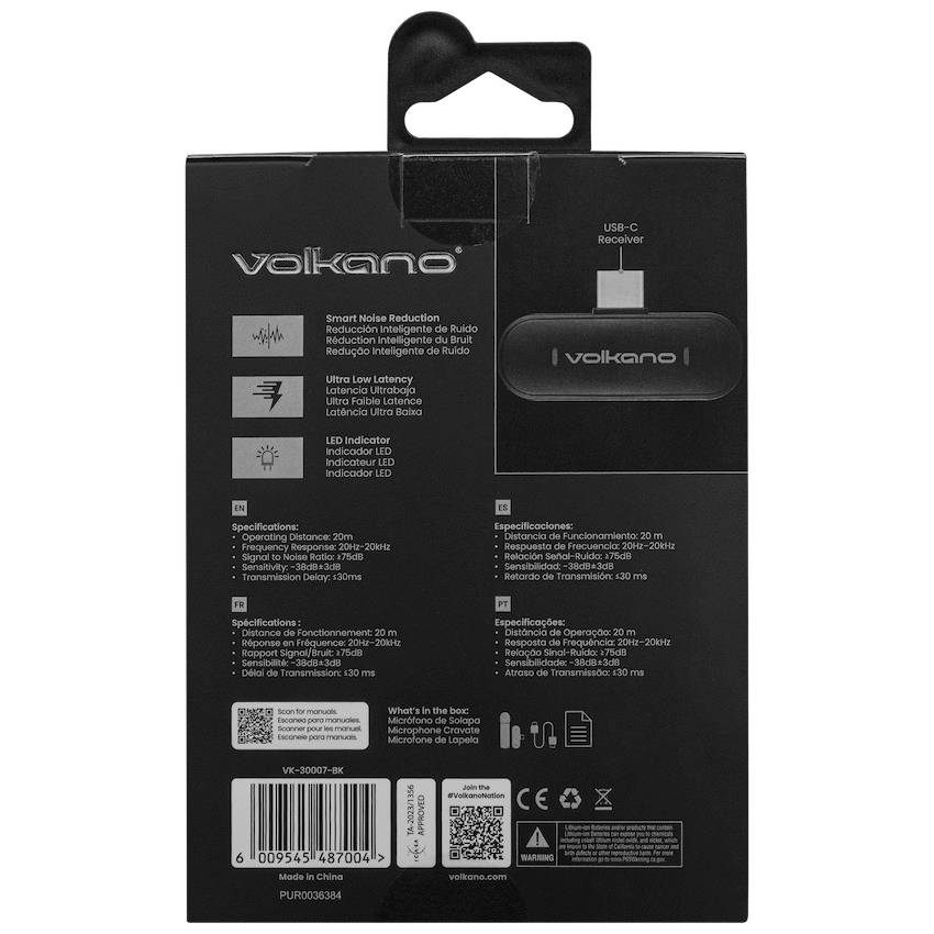 Volkano Maestro Series Lavalier Microphone | VK-30007-BK