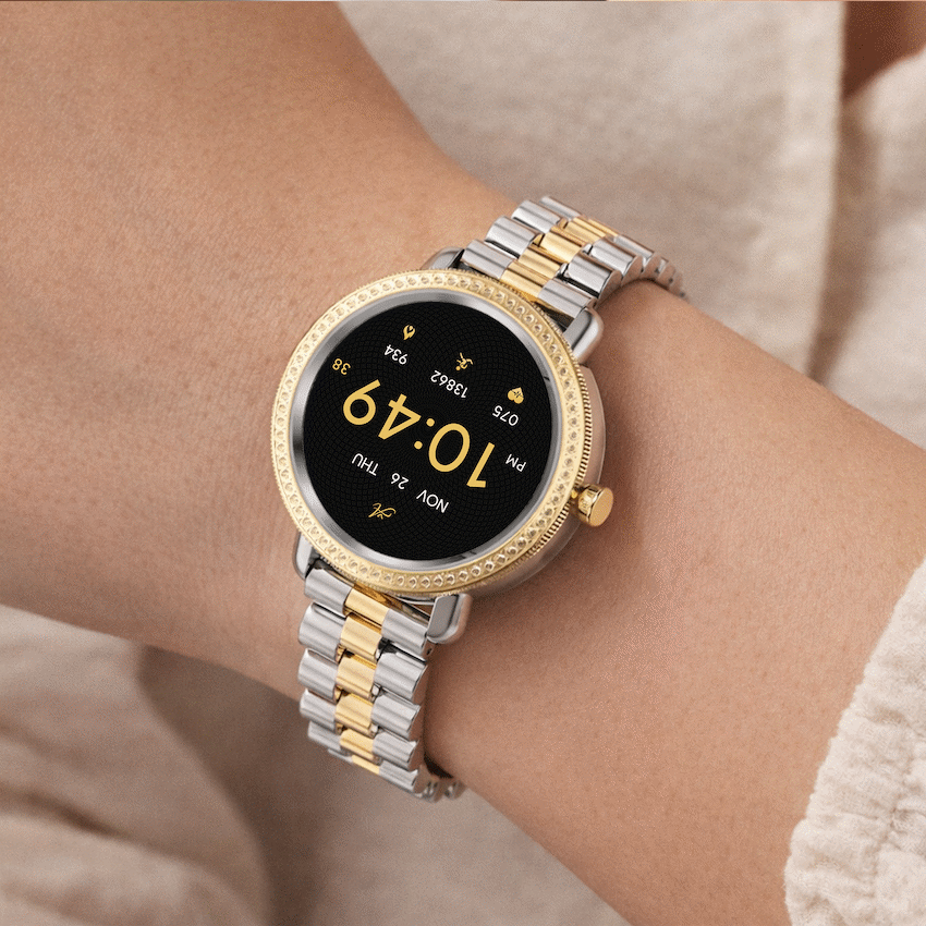 Volkano Ayla Collection Jewelled Smartwatch With 2 Colour Metal link strap | VAC6-5107-GDSL