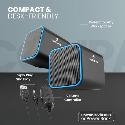 Volkano Diamond Series USB Speaker - Blue | VB-702-BLUE