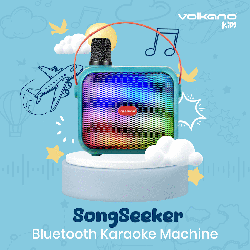 Volkano Kids SongSeeker Bluetooth Karaoke Machine with Wireless BT Microphone | VK-10117-TQ