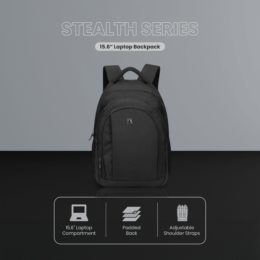 Volkano Stealth 15.6" Laptop Backpack - Black | VK-7004-BK