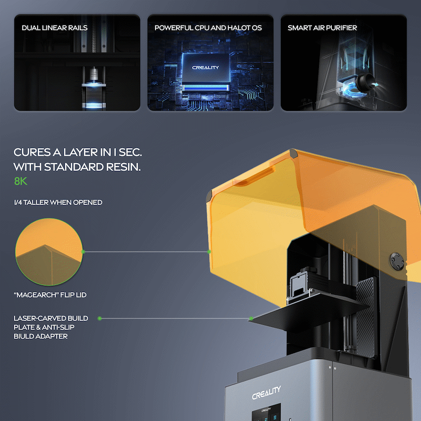 Creality Halot Mage Pro 8K Resin Printer, 228x128x230 | CR-HALOT-MAGE-PRO