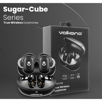Volkano Sugar-Cube Active Noise Cancelling True Wireless Earphones - Black | VK-2222-BK