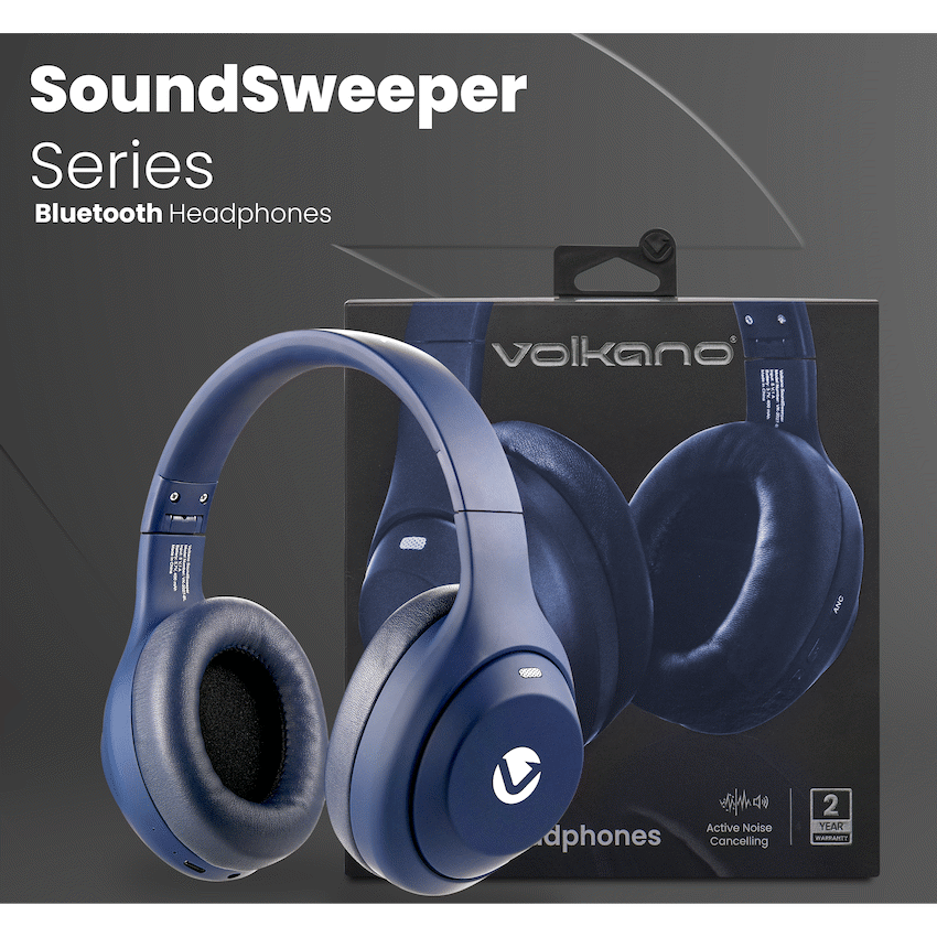 Volkano SoundSweeper Series Active Noise Cancelling bluetooth Headphones - Blue | VK-2027-BL