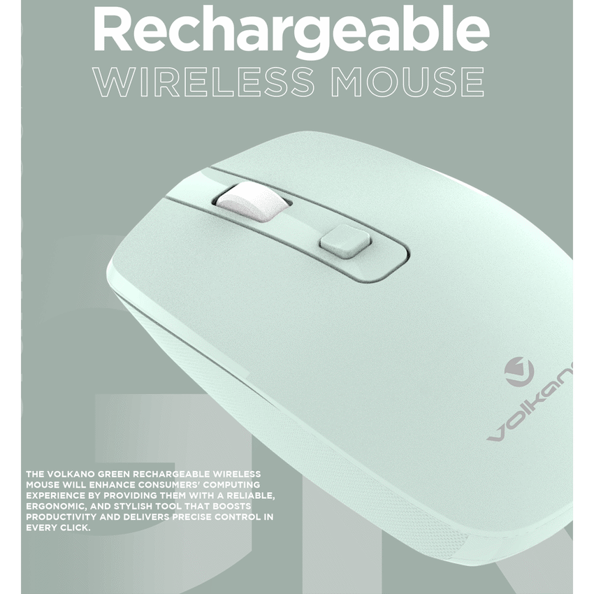 Volkano Granite Series Rechargeable Wireless Mouse - Green | VK-20196-GR