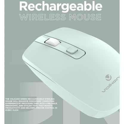 Volkano Granite Series Rechargeable Wireless Mouse - Green | VK-20196-GR