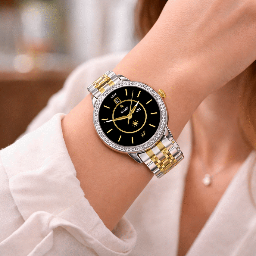 Volkano Ayla Collection Round Smartwatch With 2 Colour Metal link Strap | VAC5-5106-GDSL