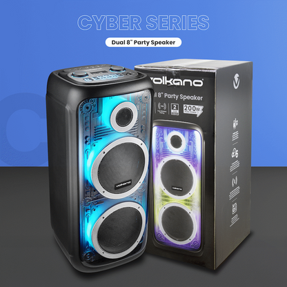 Volkano Cyber Series Dual 8" Party Speaker | VK-3903-D8-BK