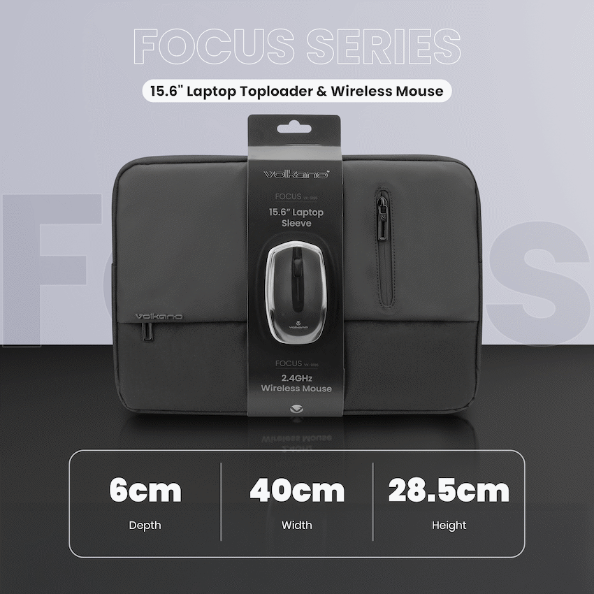 Volkano Focus Series 15.6" Laptop Sleeve & Wireless Mouse | VK-9195-BK