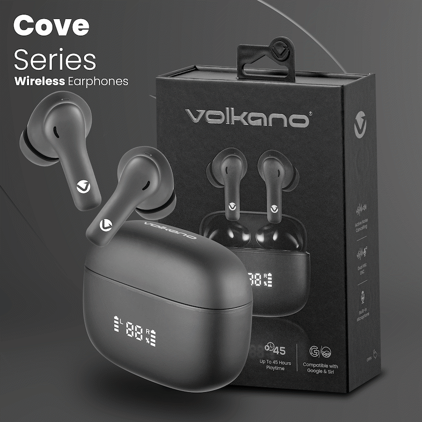 Volkano Cove Series True Wireless Earphone with Charging Case | VK-1163-BK