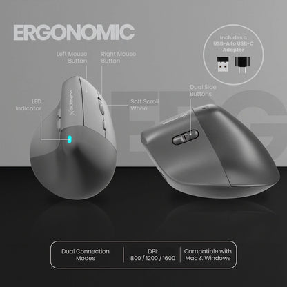 VolkanoX Ergo Bluetooth Wireless Mouse | VK-20301-BK