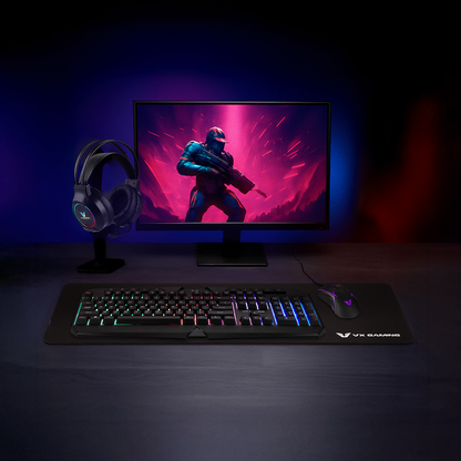 VX Gaming Heracles Series 4-in-1 Combo KB, Mouse, Mousepad, Headset | VX-147-BK[V3]