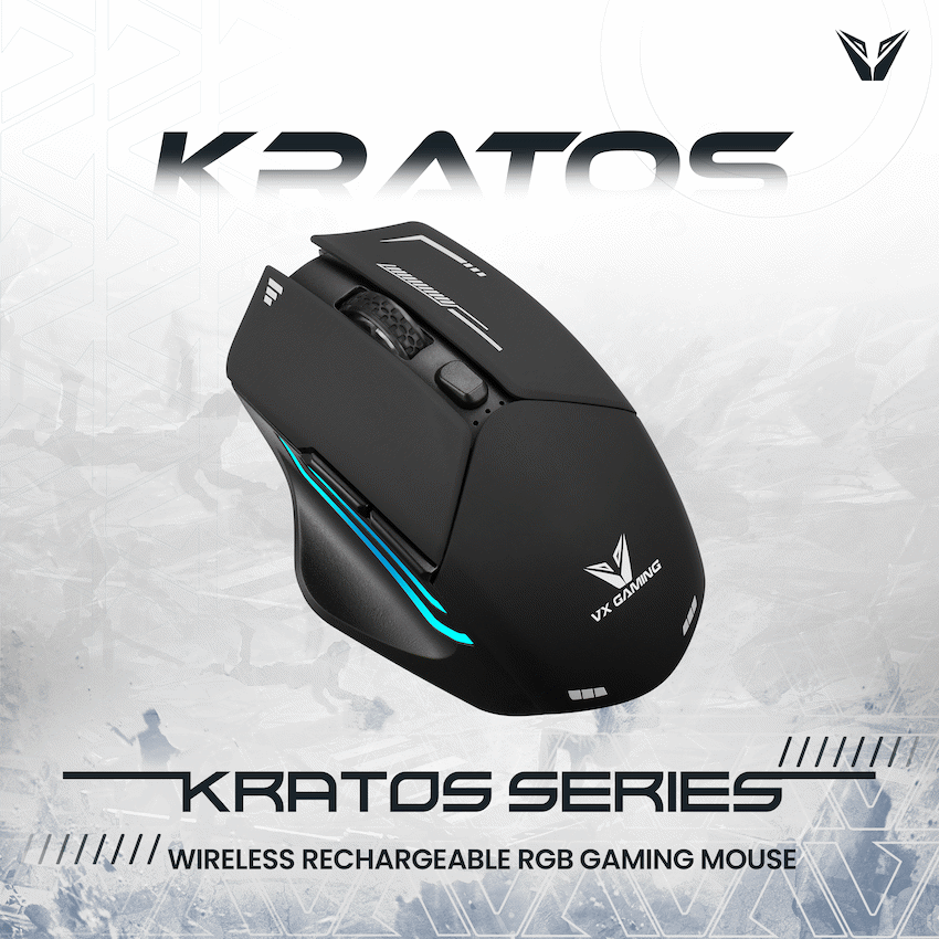VX Gaming Kratos Series Wireless Rechargeable RGB Gaming Mouse | VX-207-BK