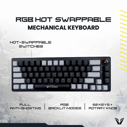 VX Gaming Sun-Wukong RGB Hot Swappable Mechanical Keyboard | VX-232-BKGY