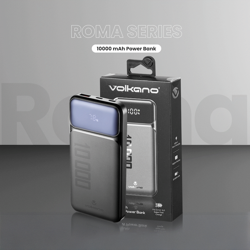 Volkano Roma Series 10000mah P.D. 20W Power Bank | VK-9024-BK