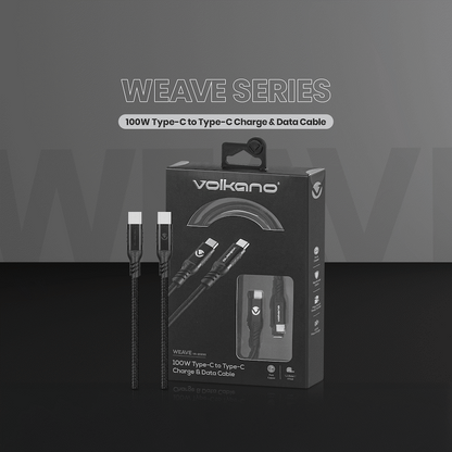 Volkano Weave Series 100w Type-C to Type-C 1.2m | VK-20230-BK