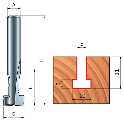 Freud Keyhole Router Bit, D-10mm x h-17mm x H-48.2mm x Z-2 x A-6mm | 70-10406P