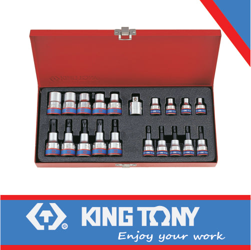 KING TONY SOCKET SET 3/8" & 1/2" MALE AND FEMALE TORX 20PCS | 7120PR