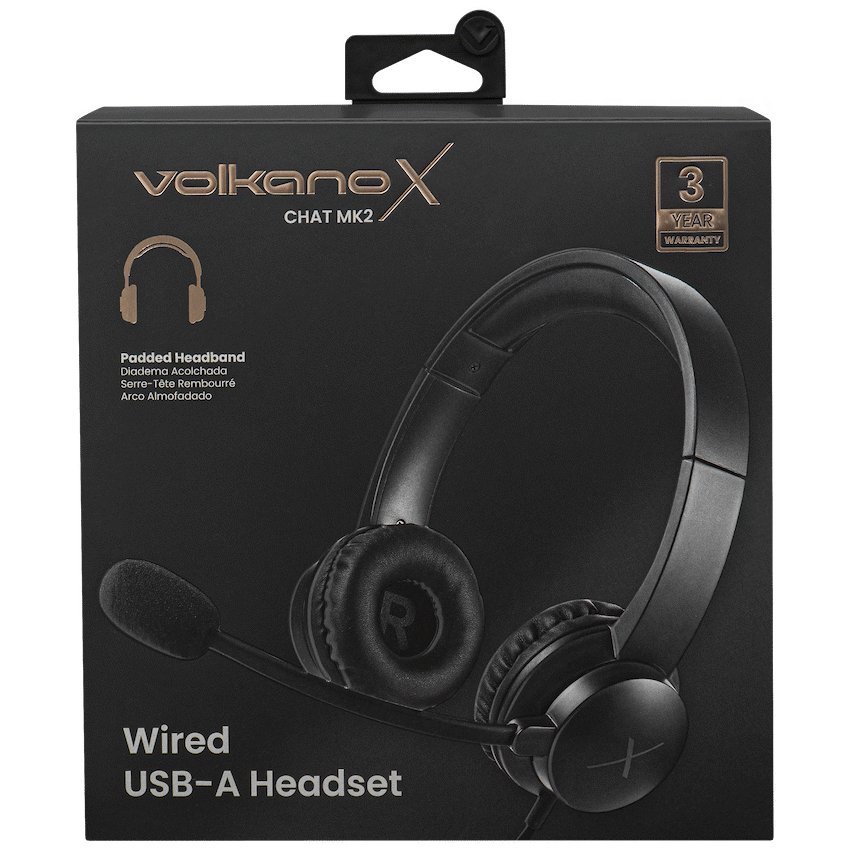 VolkanoX Chat Mk2 Series Wired USB Headset - Graphite | VKX-212-GT
