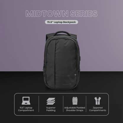 Volkano Midtown 15.6" Laptop Backpack - Black | VK-7151-BK