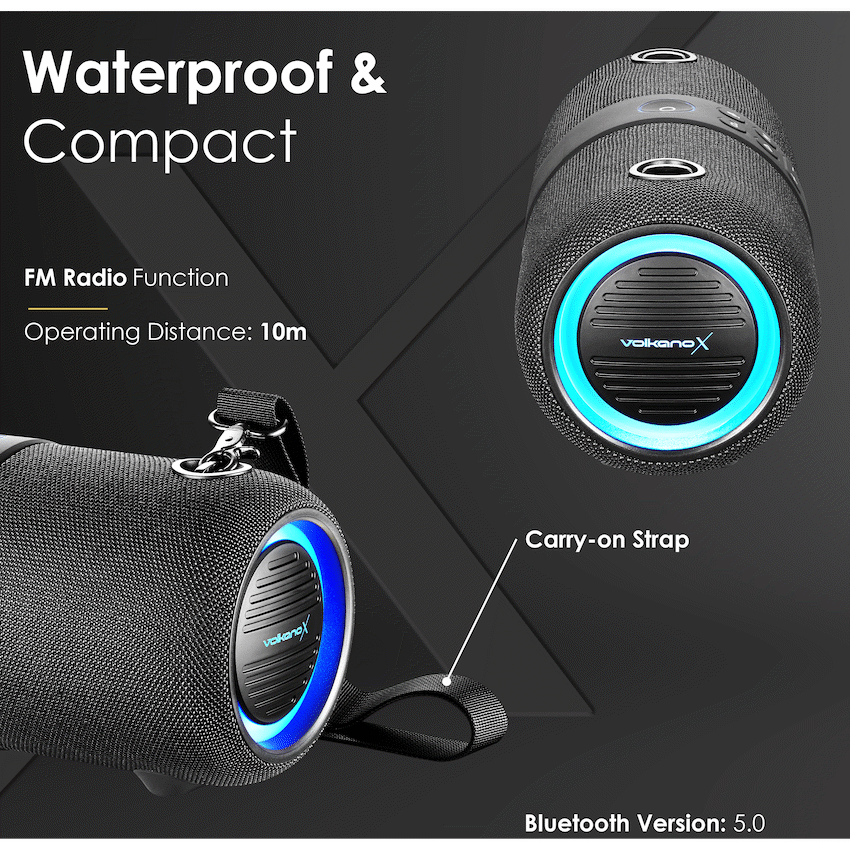 VolkanoX Python Series Bluetooth Speaker - Black | VK-3203-BK