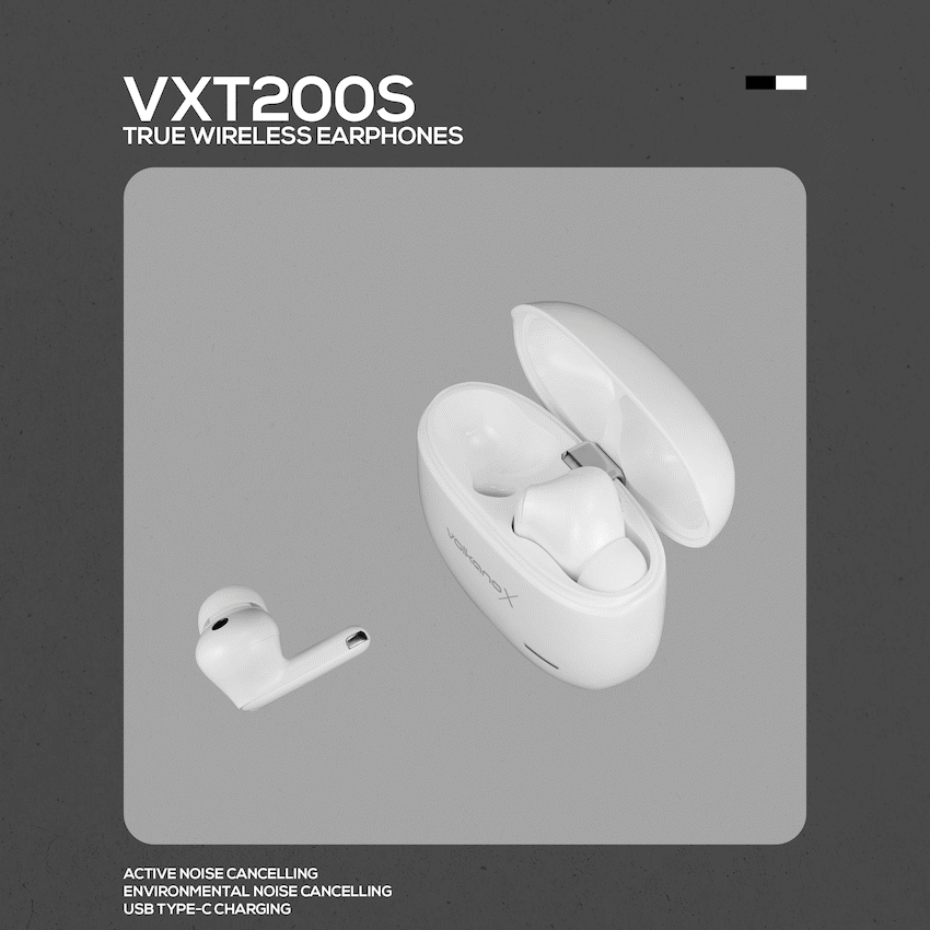 VolkanoX VXT200S Hybrid ANC TWS Earphones - White | VKX-1119-WT