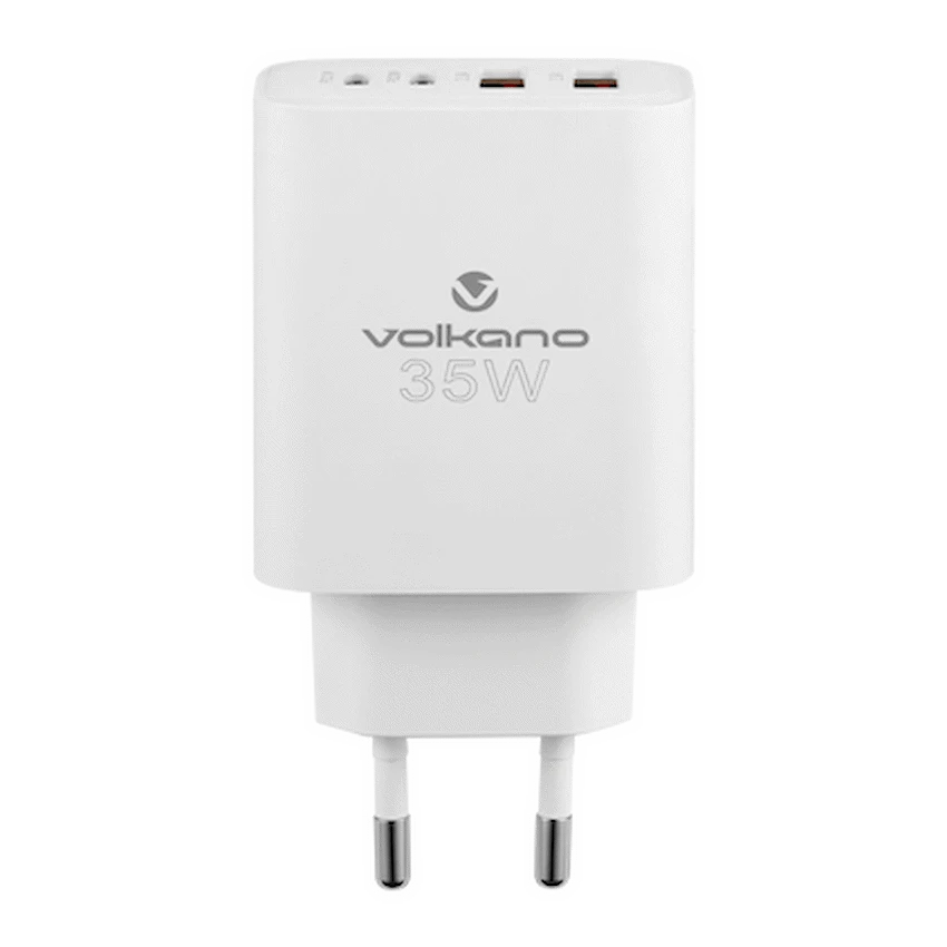 Volkano Quad Series 2x PD USB-C 2x USB-A 3a 35W Wall Charger | VK-8059-WT