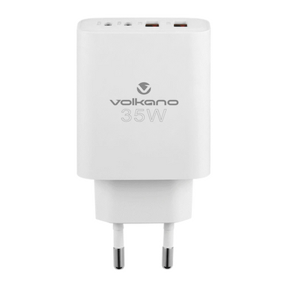 Volkano Quad Series 2x PD USB-C 2x USB-A 3a 35W Wall Charger | VK-8059-WT