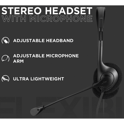 Volkano Chat 2 Stereo Headset with Boom Microphone | VK-20151-BK