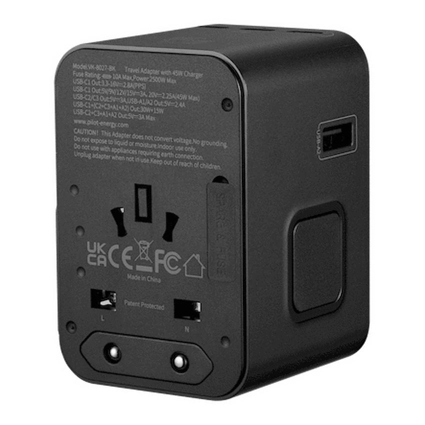 Volkano Jetsetter series 45W PD Travel Adaptor | VK-8027-BK