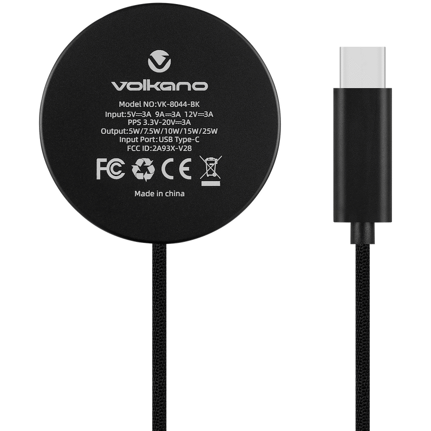 Volkano Magni Series Qi2.2 25W Wireless Charging Pad - Black | VK-8044-BK