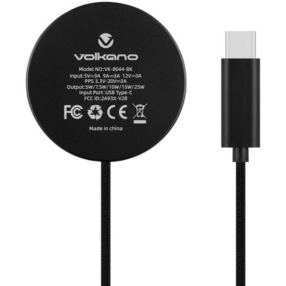Volkano Magni Series Qi2.2 25W Wireless Charging Pad - Black | VK-8044-BK