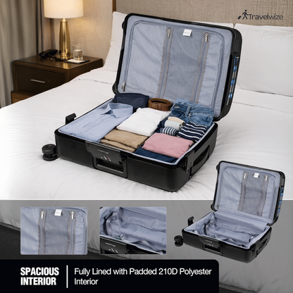 Travelwize Clipper PP 3Pc 4-Wheel Spinner Luggage Set Black | TW-9267-BK