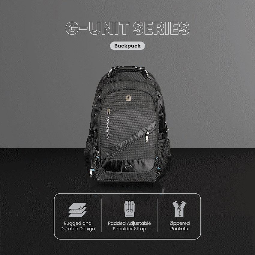 Volkano G-Unit Backpack - Black/Grey/Turquoise | VK-7027-BKGR