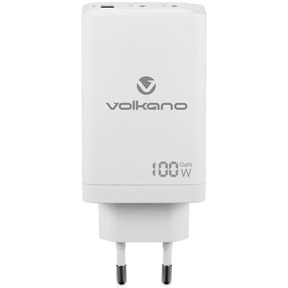 Volkano WattPro Series Triple Port 100W GaN Wall Charger - White | VK-8068-WT