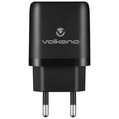 Volkano Volt-C Series Dual USB and USB-C Wall Charger with USB to USB-C Cable Included | VK-5002C-BK[V2]