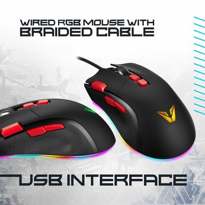 VX Gaming Morpheus Series Wired RGB Mouse with Braided Cable | VX-160-BK