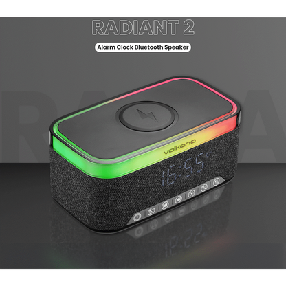 Volkano Radiant 2 Alarm Clock with Wireless Charging and Speaker - Black | VK-3135-BK[V2]