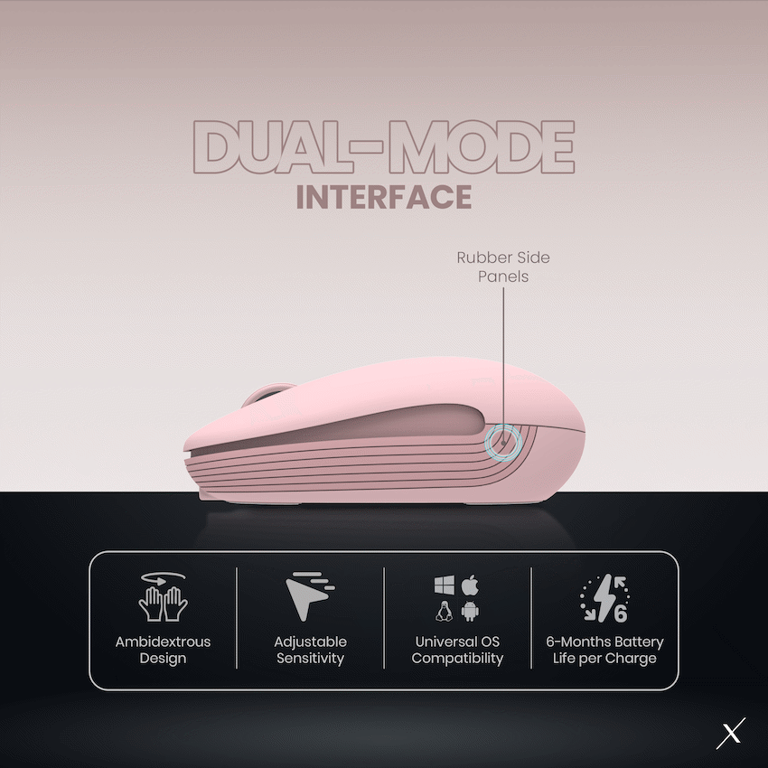 VolkanoX Asher Bluetooth Wireless Mouse - Rose | VKX-203-RS