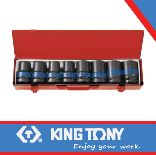 KING TONY SOCKET SET 8PC 1" DEEP IMPACT 17 41MM THIN WALL | 8408MP
