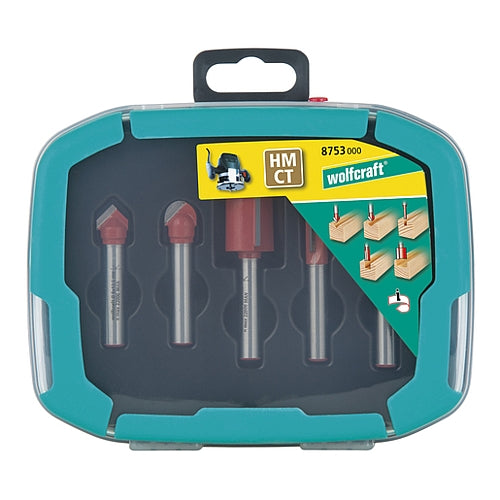 Wolfcraft 5 Piece TCT Straight Router Bit Set | 8753000