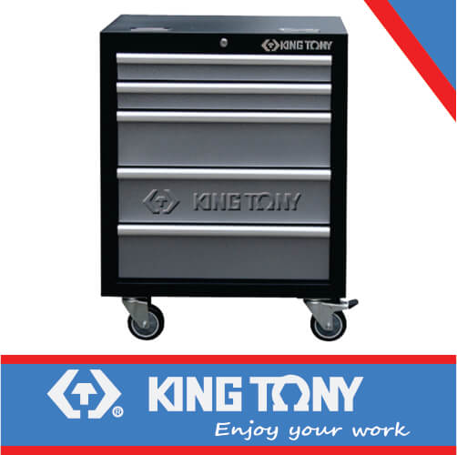KING TONY TOOL TROLLEY 5 DRAW BALL BEARING SLIDES   GREY | 87D11 12A KG