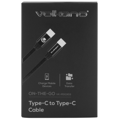 Volkano On-The-Go Type-C to Type-C 30w Cable - Black | VK-PDQ-303-BK