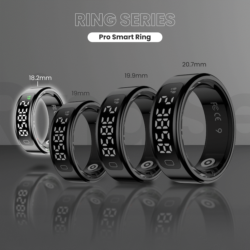 Volkano Ring Series Ring Pro Smart Ring with Charging Case - 18.2mm | VK-5099-M-BK