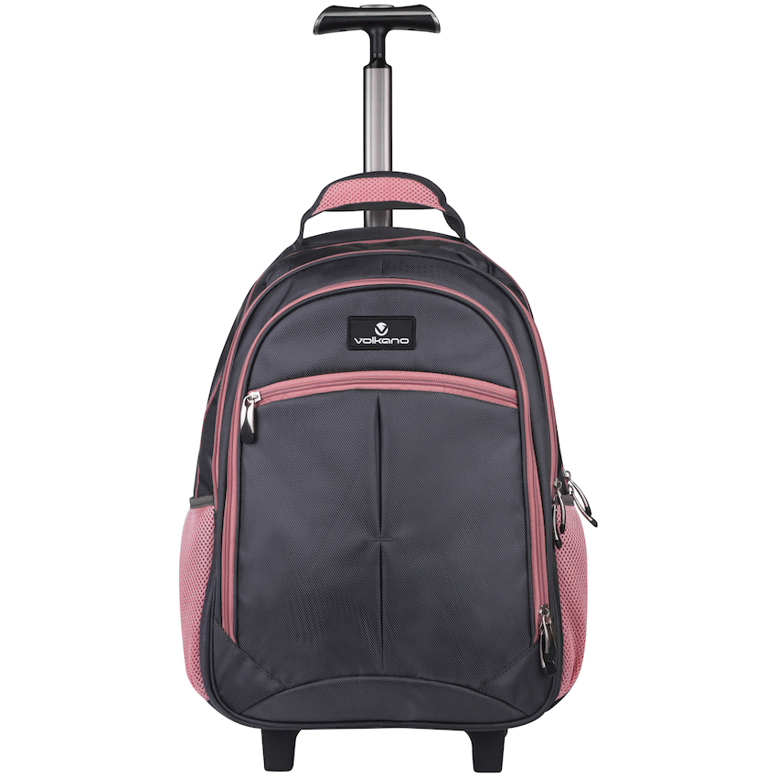 Volkano Orthopaedic Trolley Backpack 27L - Dark Grey/Pink | VK-7094-DGRPK