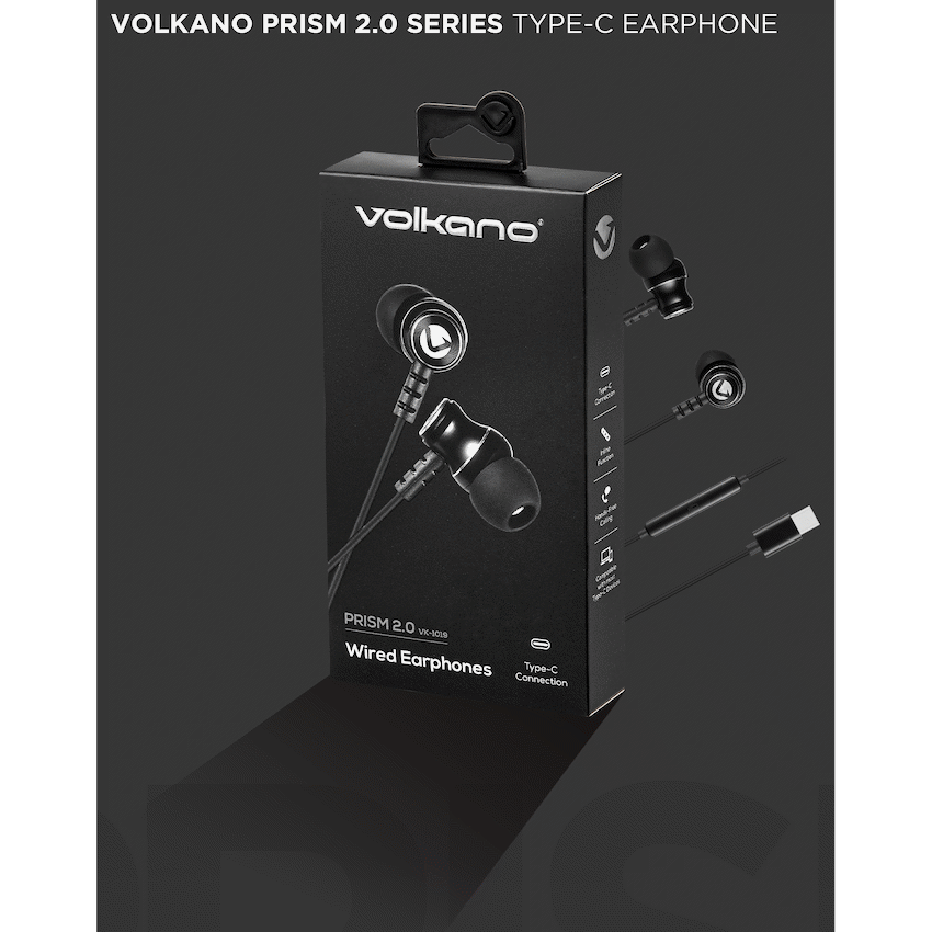 Volkano Prism 2.0 Series Type-C Earphone - Black | VK-1019-BK[V1]