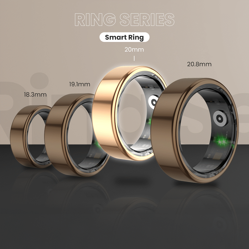 Volkano Ring Series Smart Ring with Charging Case - 20mm | VK-5098-VL-GD